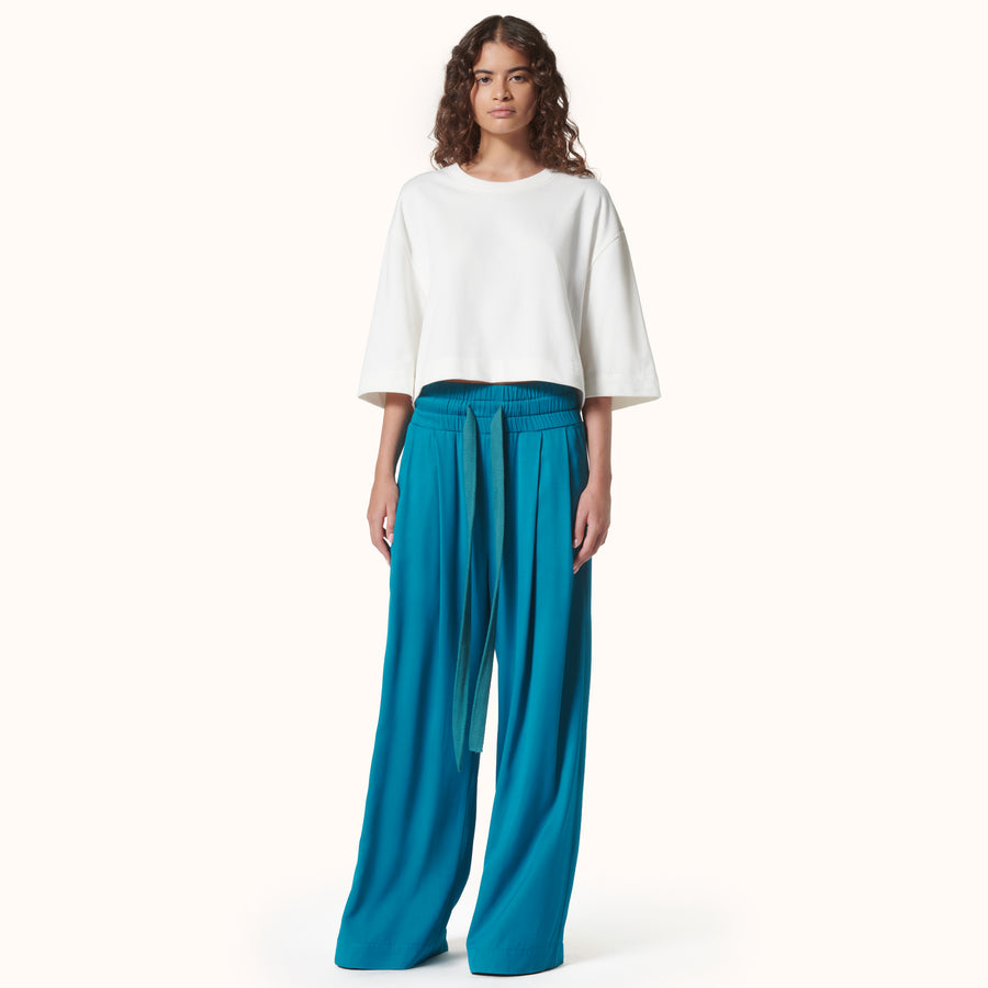 Ribbon Belted Oversize Trousers Peacock