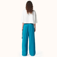 Ribbon Belted Oversize Trousers Peacock