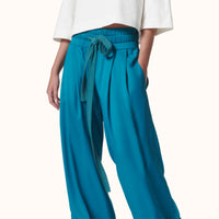 Ribbon Belted Oversize Trousers Peacock