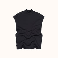 Mock Neck Sleeveless Fleece Black