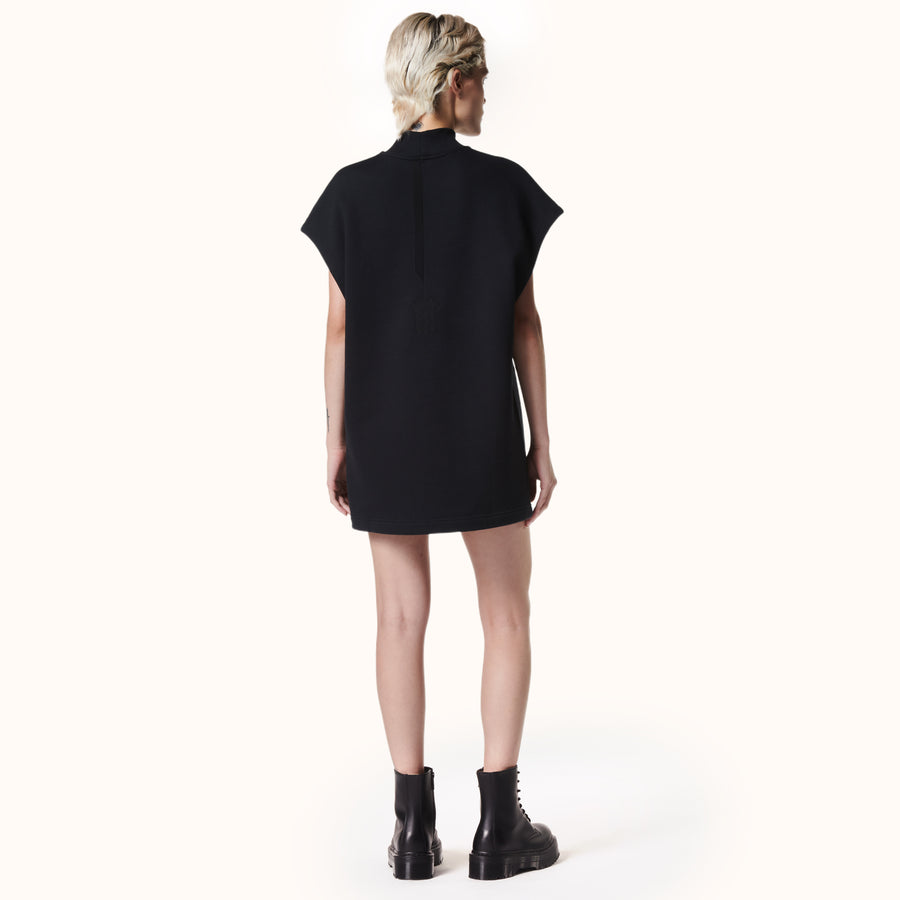 Mock Neck Sleeveless Fleece Black