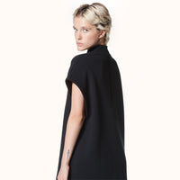 Mock Neck Sleeveless Fleece Black