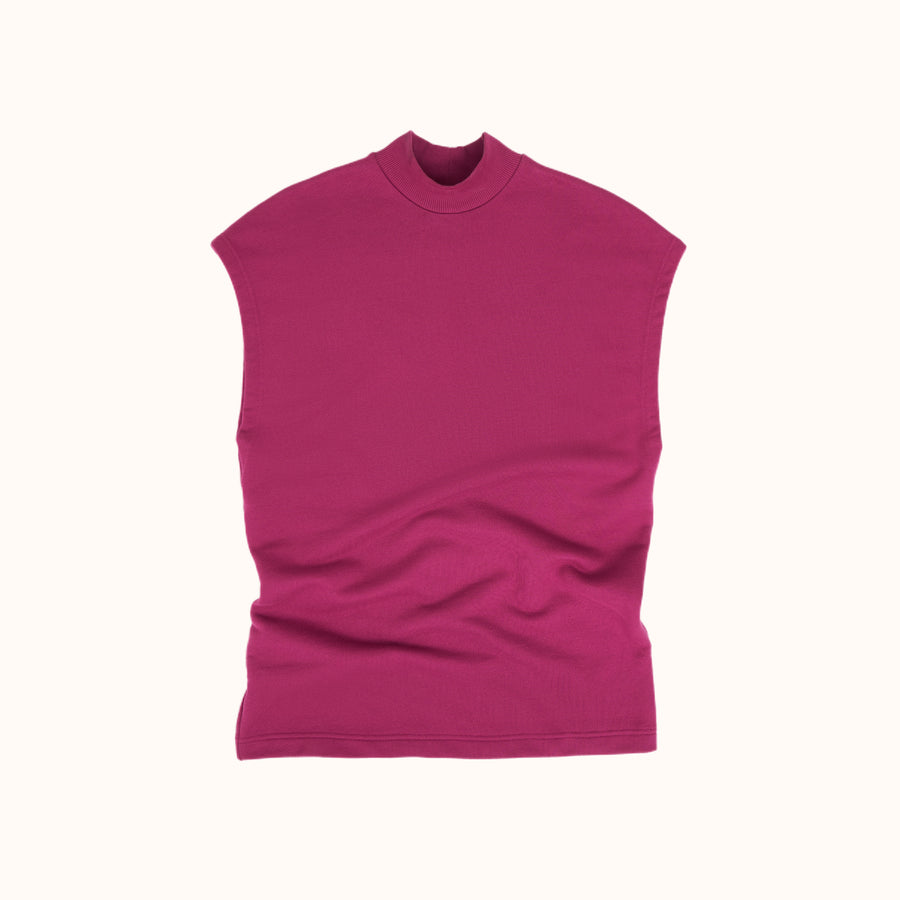 Mock Neck Sleeveless Fleece Berry