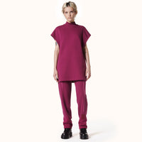 Mock Neck Sleeveless Fleece Berry