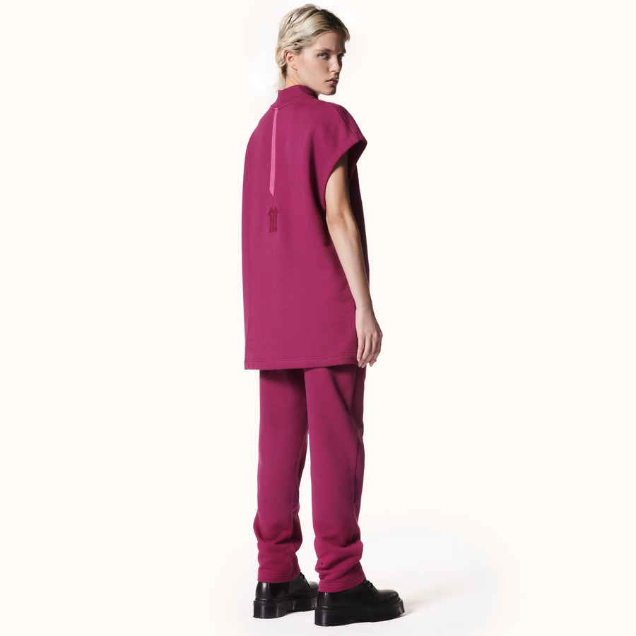 Mock Neck Sleeveless Fleece Berry