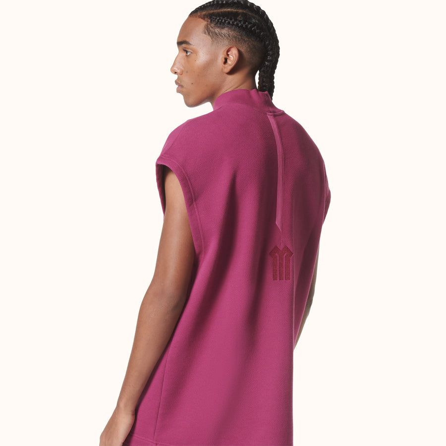 Mock Neck Sleeveless Fleece Berry