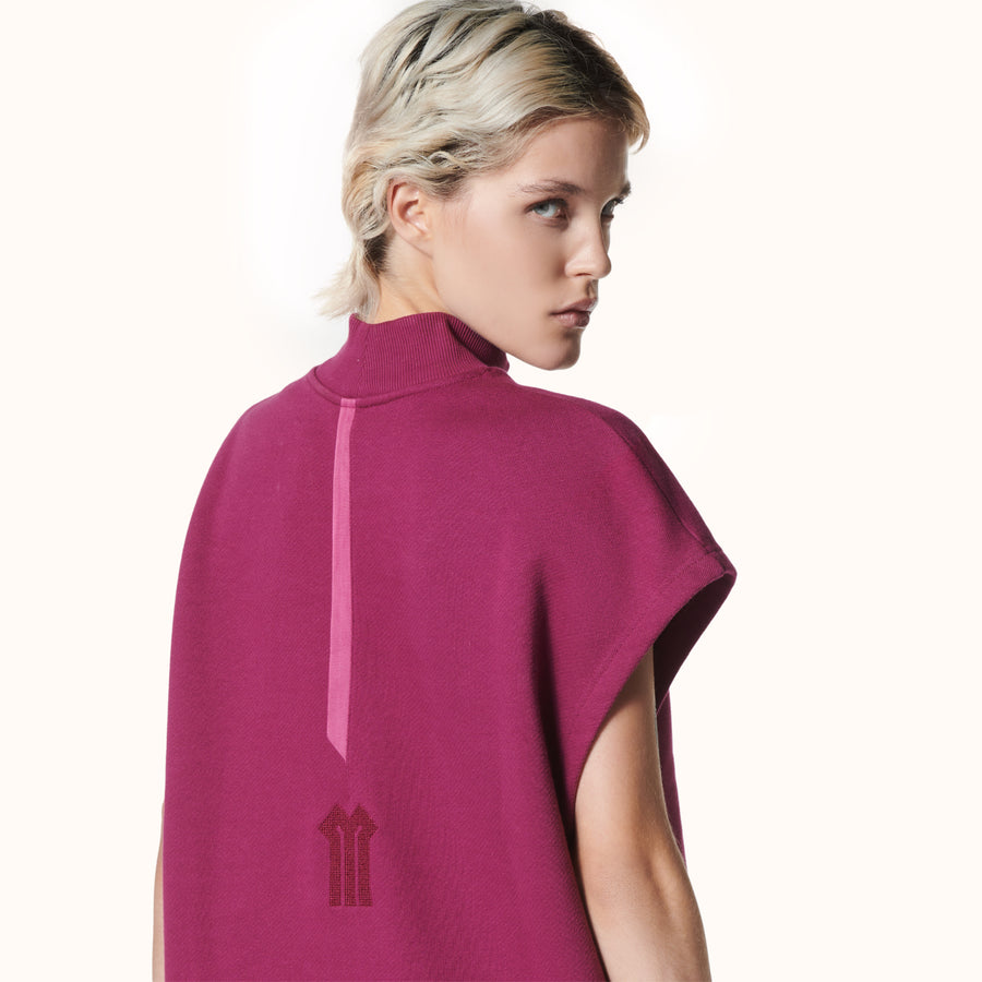 Mock Neck Sleeveless Fleece Berry