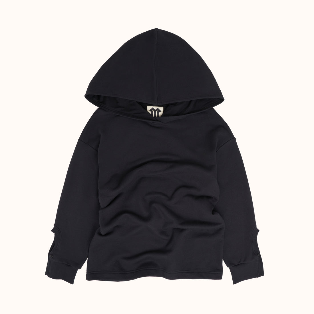 Cut-Out Cuffs Oversized Hoodie Black