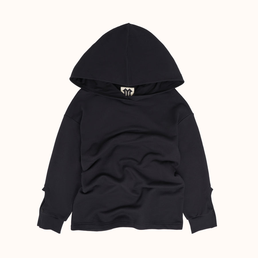 Cut-Out Cuffs Oversized Hoodie Black