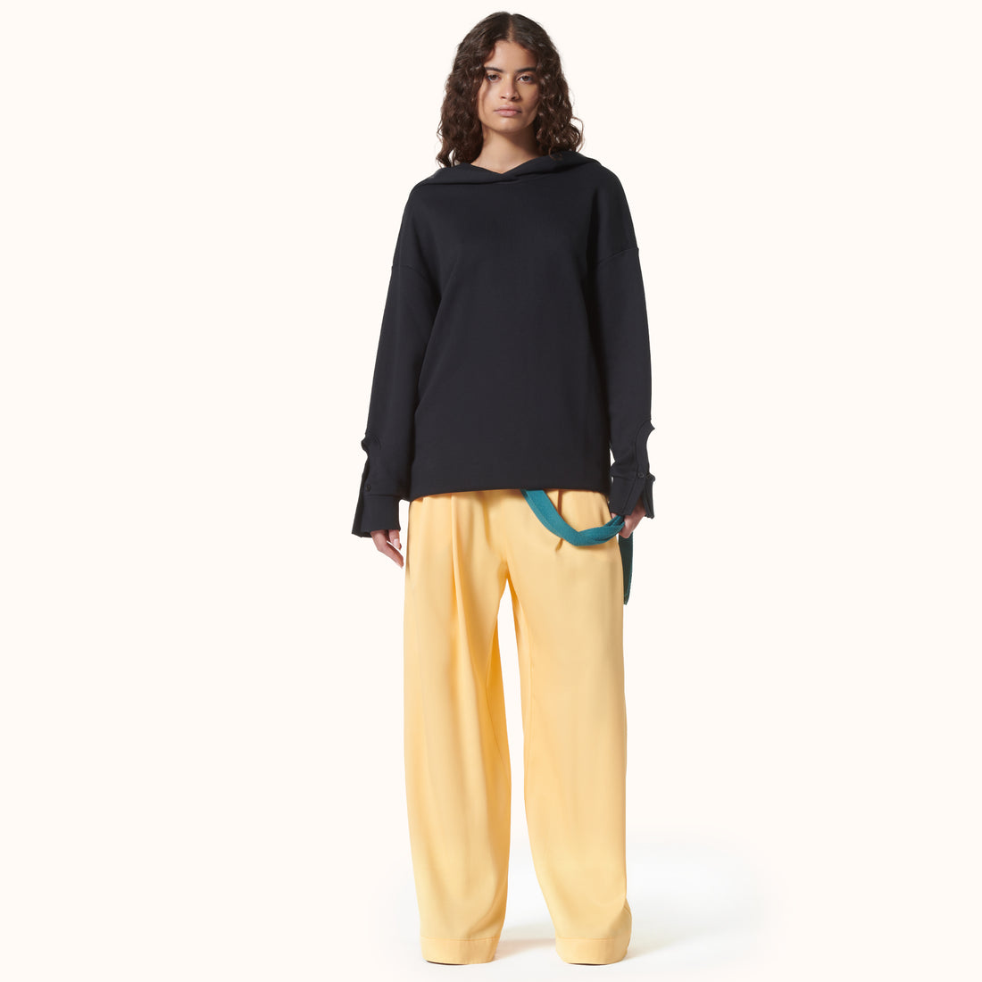 Ribbon Belted Oversize Trousers Orange