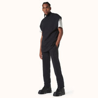 Mock Neck Sleeveless Fleece Black