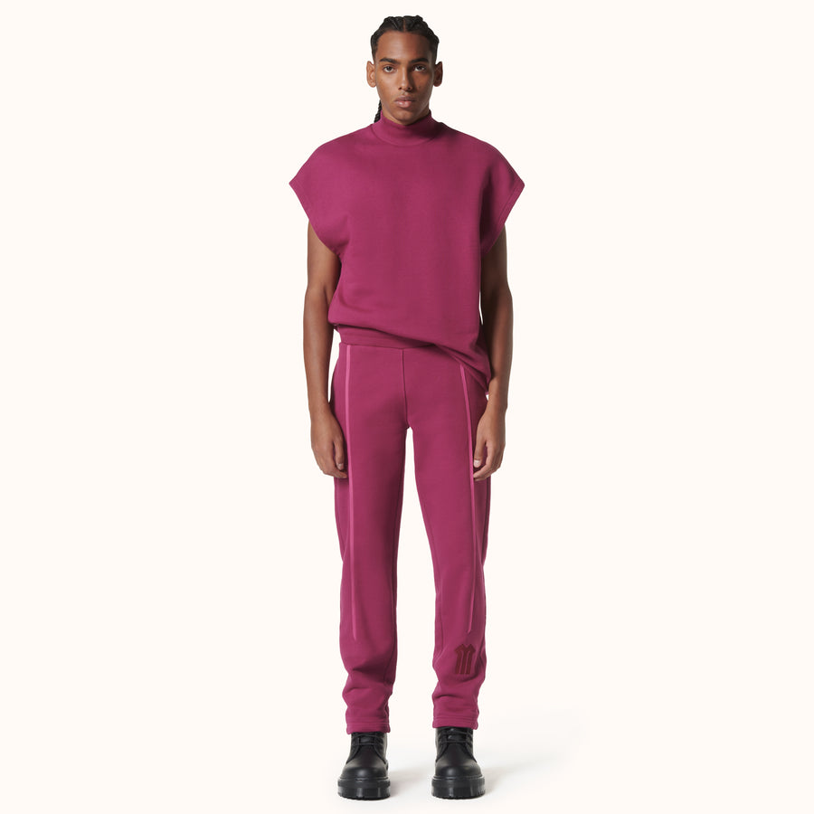 Diagonal Fleece Sweatpants Berry