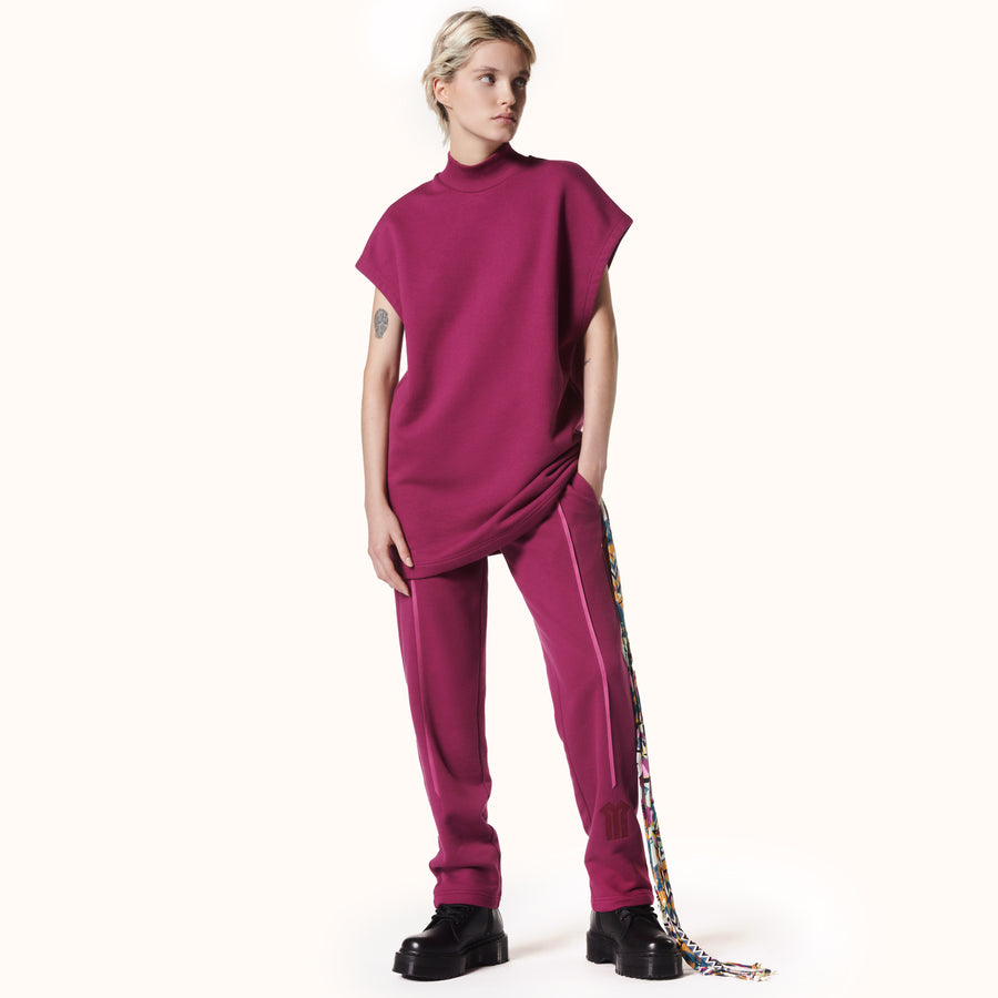 Diagonal Fleece Sweatpants Berry