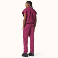 Diagonal Fleece Sweatpants Berry